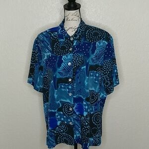 Notations Woman Button Front Multi Patterned Shirt Retro 90s Size 20W